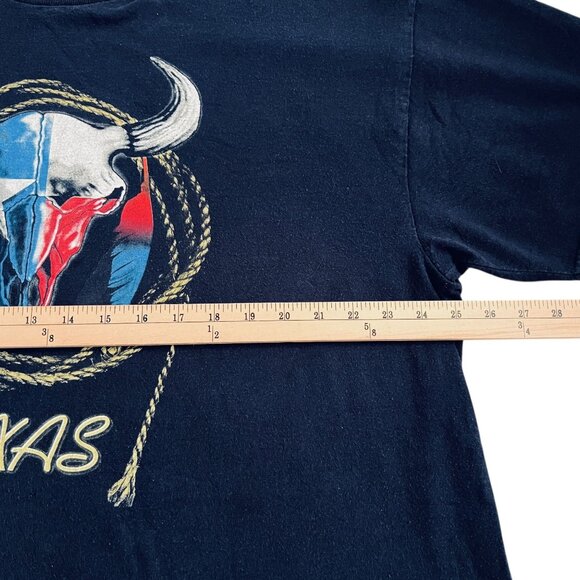 Vtg Texas Longhorn Skull T-Shirt Delta Pro Weight Blue 2XL Southwestern Rodeo - Picture 7 of 9